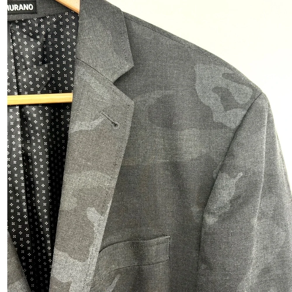 Murano Mens Slim Fit Camo Blazer Charcoal Grey Stretch Sport Coat XL Camouflage